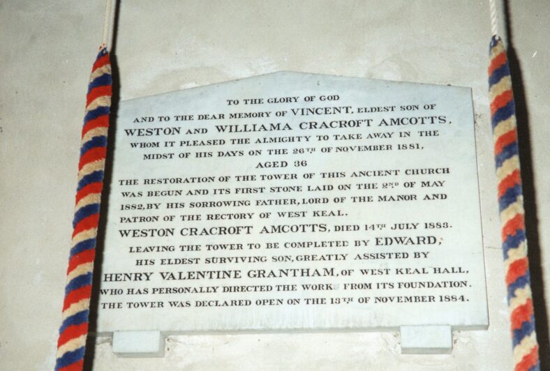 West Keal, St Helen, Memorial (Amcotts) - Society for Lincolnshire ...